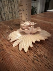 Vintage Hand Carved Ivory Celluloid Plastic Rose Flower Brooch Pin Dusty Rose