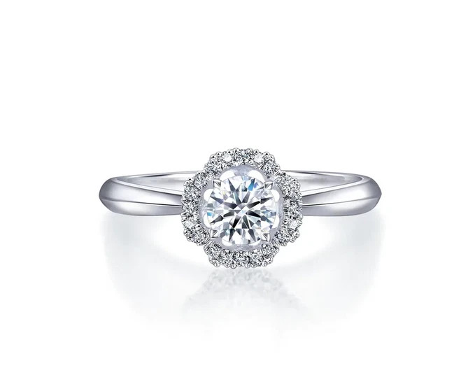 Flower Face 0.42CT Moissanites 10K White Gold Finish Anniversary Wedding Ring