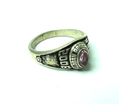 2008 WOMENS SARA ROGERSVILLE HIGH SCHOOL CLASS SILVER TONE RED STONE RING SZ 8