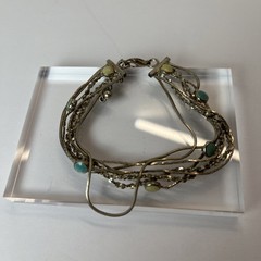 Natural Stone & Multiple Chain Bracelet – Silvertone – 7” – Lobster Claw Clasp