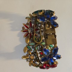 Miriam Haskell Floral Rhinestone Clamp bracelet.