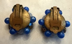 Vintage Faux Pearl Starburst Clip On Earrings Gold Tone Snowflake Mid Century