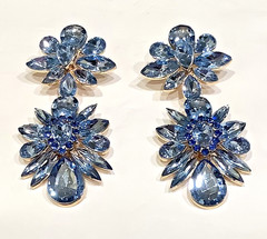 Huge DANGLE DROP Earrings Open Back Vintage Glass & Acrylic Stones 3.5 in. long