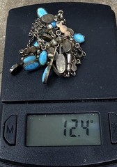 Gorgeous Antique Victorian Persian Turquoise Pearl 10k Gold Festoon Necklace