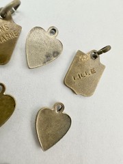 Antique Old VTG 14 Personalized Charms Brass? Mixed Metal Enamel Pendants Read
