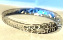 Platinum art deco ring 1933 diamonds .14ct tw single cut type in 2 rows.