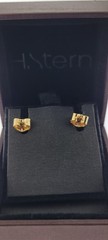 H.STERN Natural Fancy Vivid Orange-Yellow Heart Diamond Earrings 18K YG GIA Box