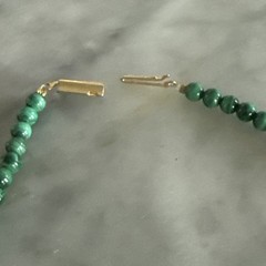 Vintage Emerald Malachite Bead Choker Necklace With Gold Wash Clasp