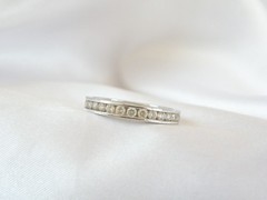 Vintage Sterling Silver 925 Diamonique CZ DQ Channel Set Eternity Ring Size 10