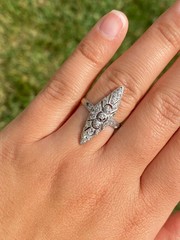Antique Art Nouveau Style LabCreated Diamond Art Deco Engagement 14K GoldFN Ring
