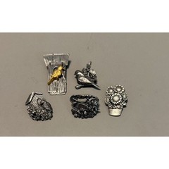 Vintage Pewter Pins Birds And Blooms And M Bastin