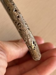 Antique Saigon Argent Dragon Silver Hinged Bangle Bracelet 1920s Art Deco