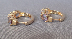 Gemstone Earrings Sterling Silver Gold Wash Hoop Possible Purple Violet Sapphire