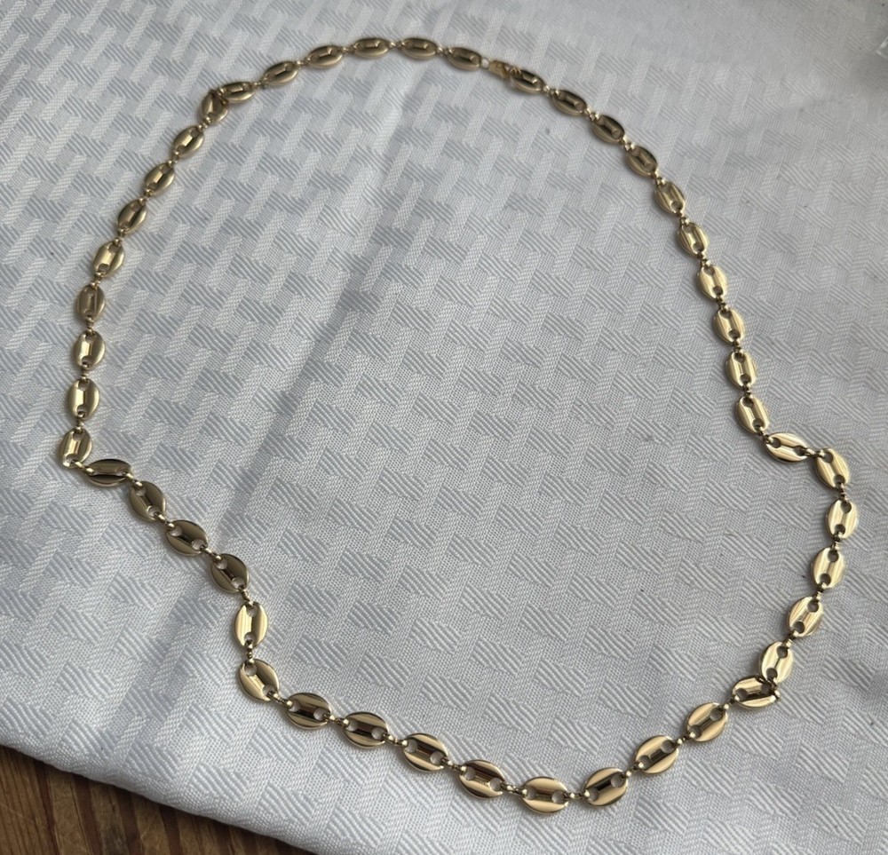 Gold Tone Oval Link Necklace Vintage Polished Link Chain Minimalist Classic 20”
