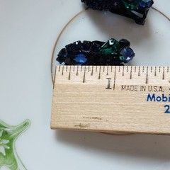 Weiss Climber Earring Dark Jewel Tone Color Rhinestone Couture Signed 60s Black