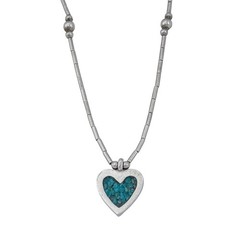Vintage Sterling Silver 925 Turquoise Heart Necklace 16.5″