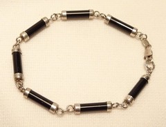 Vintage Sterling Silver & Black Bracelet