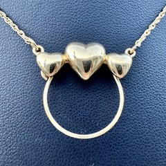 Crown Trifari Heart Necklace Charm Holder Ring Keeper Gold Tone Vintage Hearts