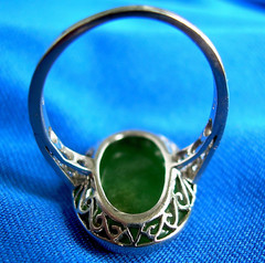 Original EARTH MINED Imperial Jadeite JADE Deco Engagement Ring PLATINUM DIAMOND