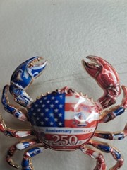 USA 250 Enamel Brooch Crab Patriotic