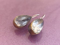 RARE Rock Crystal Silver Earrings, Vintage Very Big Rock Crystal Silver Earrings