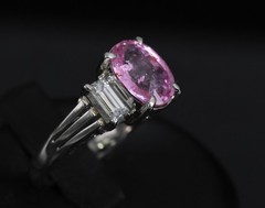Rare 2.10ct GIA Certified Pink Sapphire 0.40ct Diamond Platinum Ring Size 5