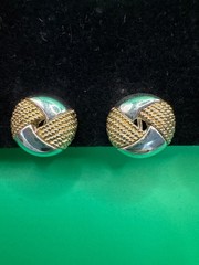Gold & Silver-Tone Textured Knot Clip-On Earrings