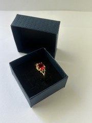 Vintage Red Cubic Zirconia Ring Gold Plated Womens Size 10