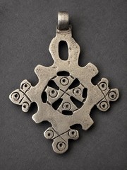 RARE Antique Circa 1890 Ethiopian Coptic Cross Pendant Low Grade Silver Handmade
