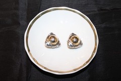 PBD Peter Brams Design Triangle Shape 14kt Yellow Gold and Sterling Earrings 1″L