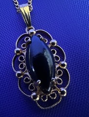 Vintage Sorrento 12k GF Marques Black Onyx Necklace Earring Set