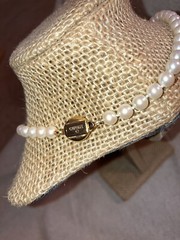 Carol Lee Knotted Single Strand Faux Pearl Clasp Necklace Gold Tone Signed