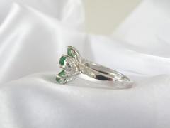 Vintage Sterling Silver Natural Irradiated Green Tourmaline Halo Ring Size 6