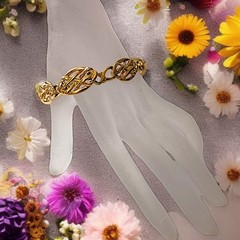 Napier Ornate Chain Link Bracelet Vintage Gold Tone Open Work Filigree Rococo