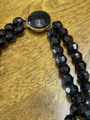 Vintage Black Faceted Glass Bead Necklace & Bracelet. MC. 150g