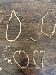Vintage Gold Tone Costume Jewelry Lot Necklaces Bracelets religious 8 Piece