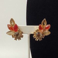 D&E Juliana Pink Givre Earrings Crystals Climber Gold Tone 1.75″