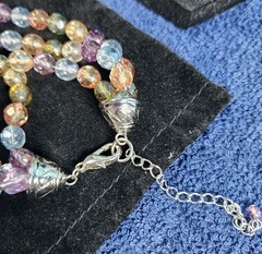Ladies Glamorous Multi-Colored 3 strands of glass beads Necklace 17″ NWOB