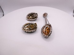 Vintage Blue Rhinestone Brooch Pin Earring Set Large 3.5″ Arora Borealis Retro