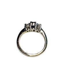 Vintage Oval Amethyst Ring Clear Glass Accents Gold Tone Size 6 Cocktail Costume