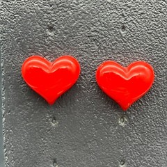 Puffy Heart Pierced Earrings Stud Red Acrylic Valentine Love Retro Cute Cottage