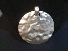 Jewelry Pendant Silver Plated Hammered Metal Round large For Necklace 3″ Inch