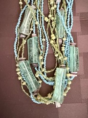 Vintage Multi-Strand Statement Necklace Teal Blue Green Chunky Lucite