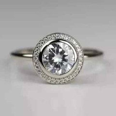 Vintage Art Deco Style Lab Created Diamond Halo 14K White Gold FN Wedding Ring