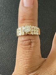 14k Yellow Gold Ring 1/2CT Center Stone with 0.60CTW Side Diamonds (B21)