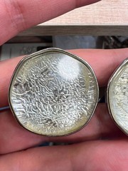 Chic Silver Tone Foil Textured Glass Statement Clip On Earrings Omega Back