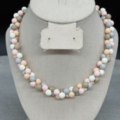 Vintage Necklace Pastel Acrylic Clusters Beaded 17 Inches Japan