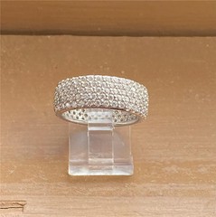 JSWJ Sterling Silver 5-Row Micro Pave Cubic Zirconia Wide Band Eternity Ring S.8
