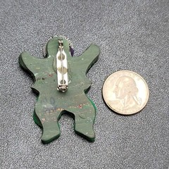 Vintage Figure Brooch Polymer Clay Signed Handmade 2.25″