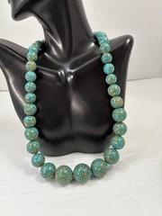 vintage Beaded Necklace southwestern Style Chunky Blue Statement 19”
